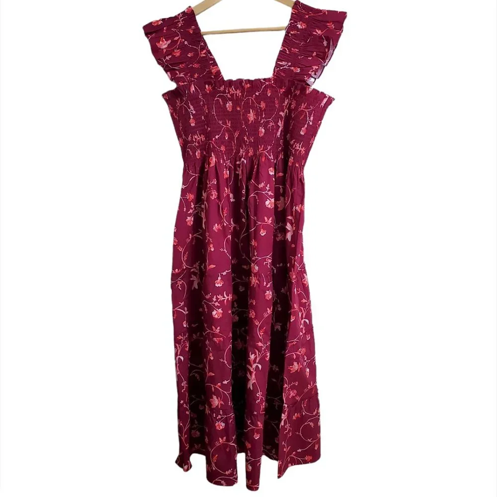 Hill House Burgundy Floral Midi Dress - Picture 5 of 9